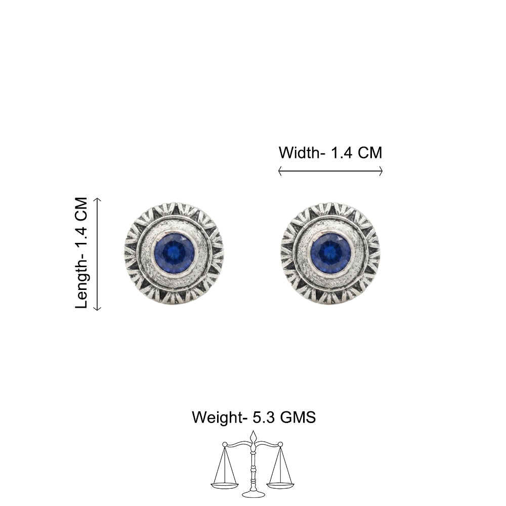 Round Oxidized Pearl Drop Earrings
