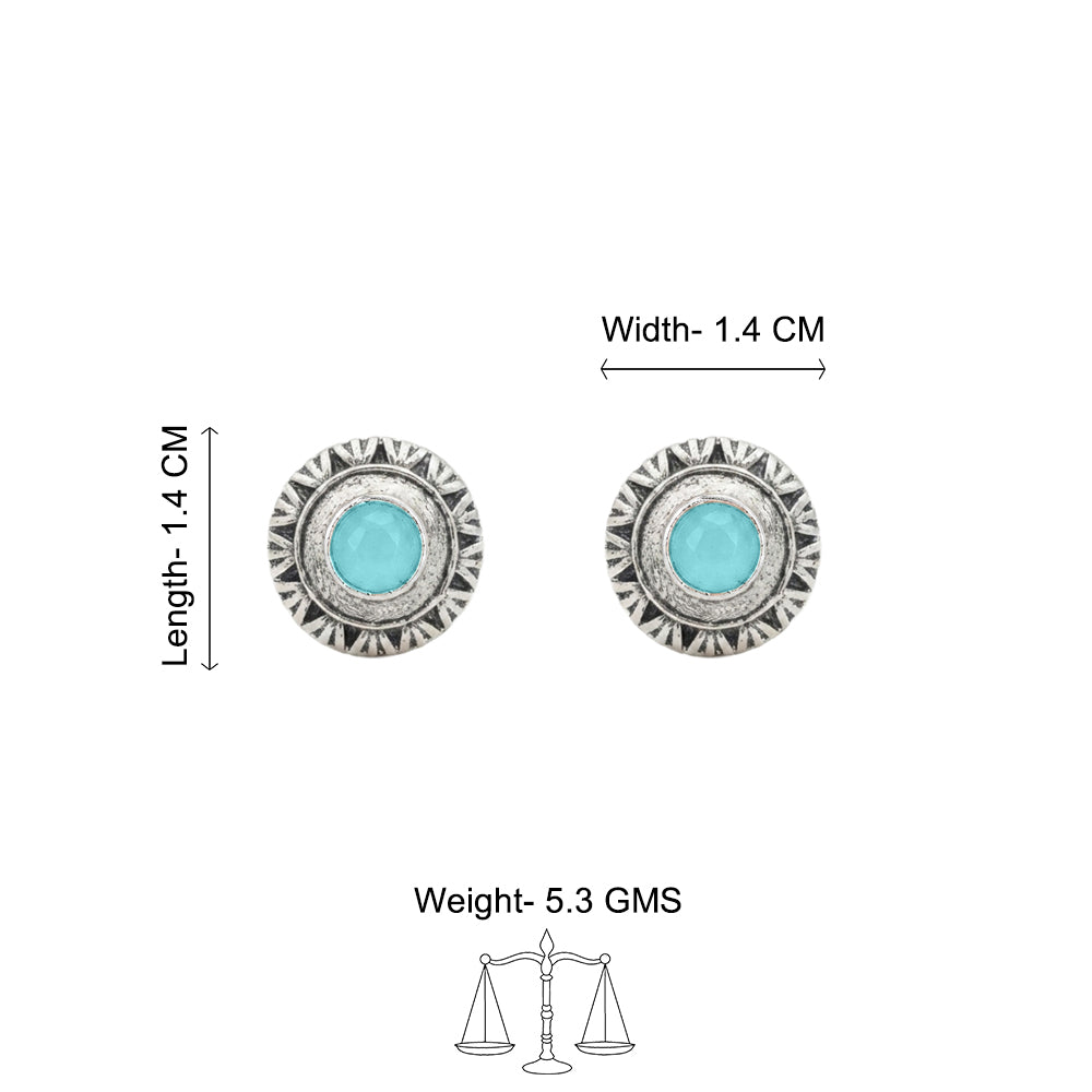 Round Oxidized Pearl Drop Earrings