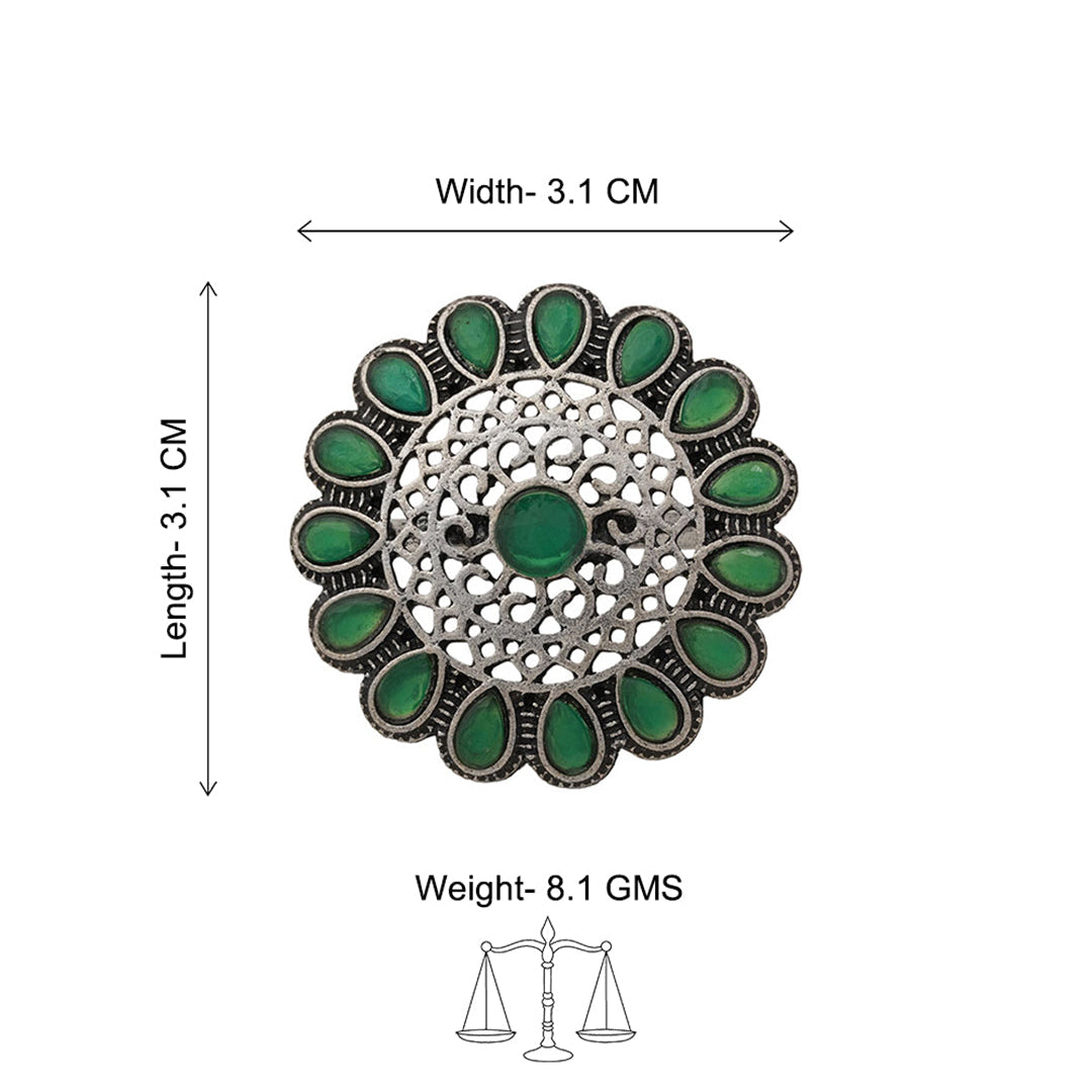 Bloomlet stone studded rings (Green)