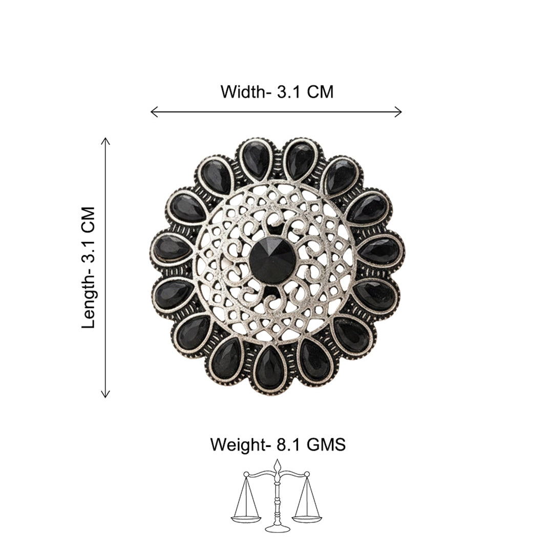 Bloomlet stone studded rings (Black)