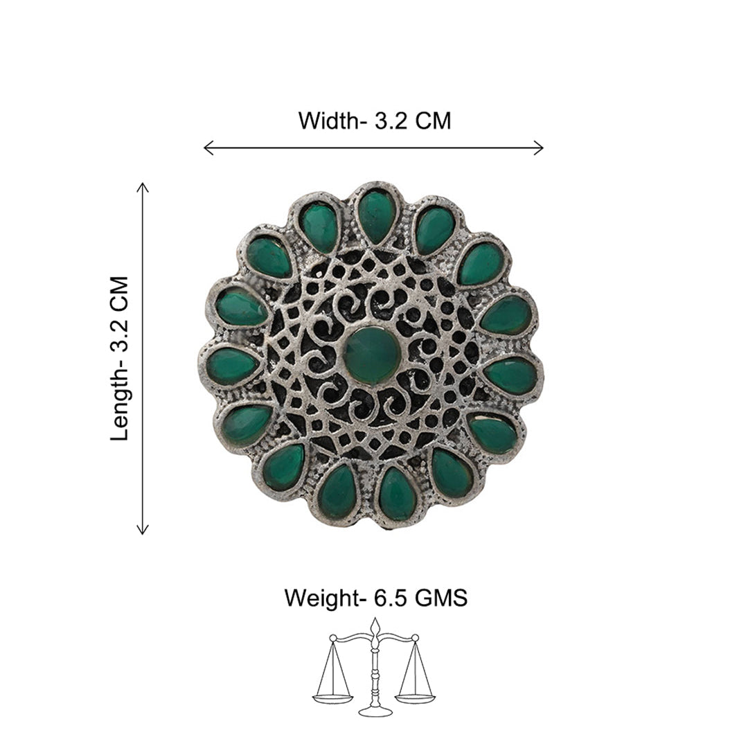 CrystaBud stone studded ring (Green)
