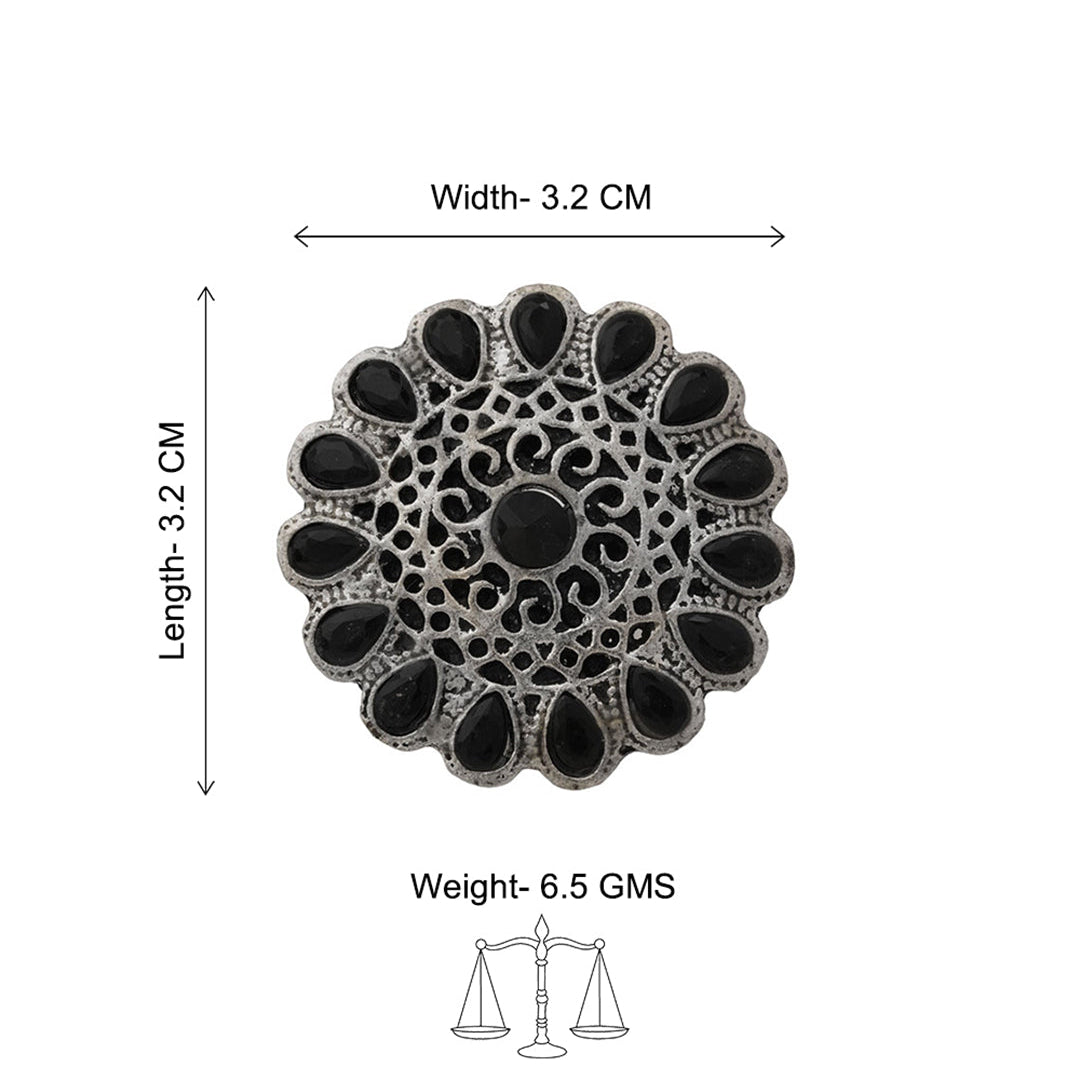CrystaBud stone studded ring (Black)