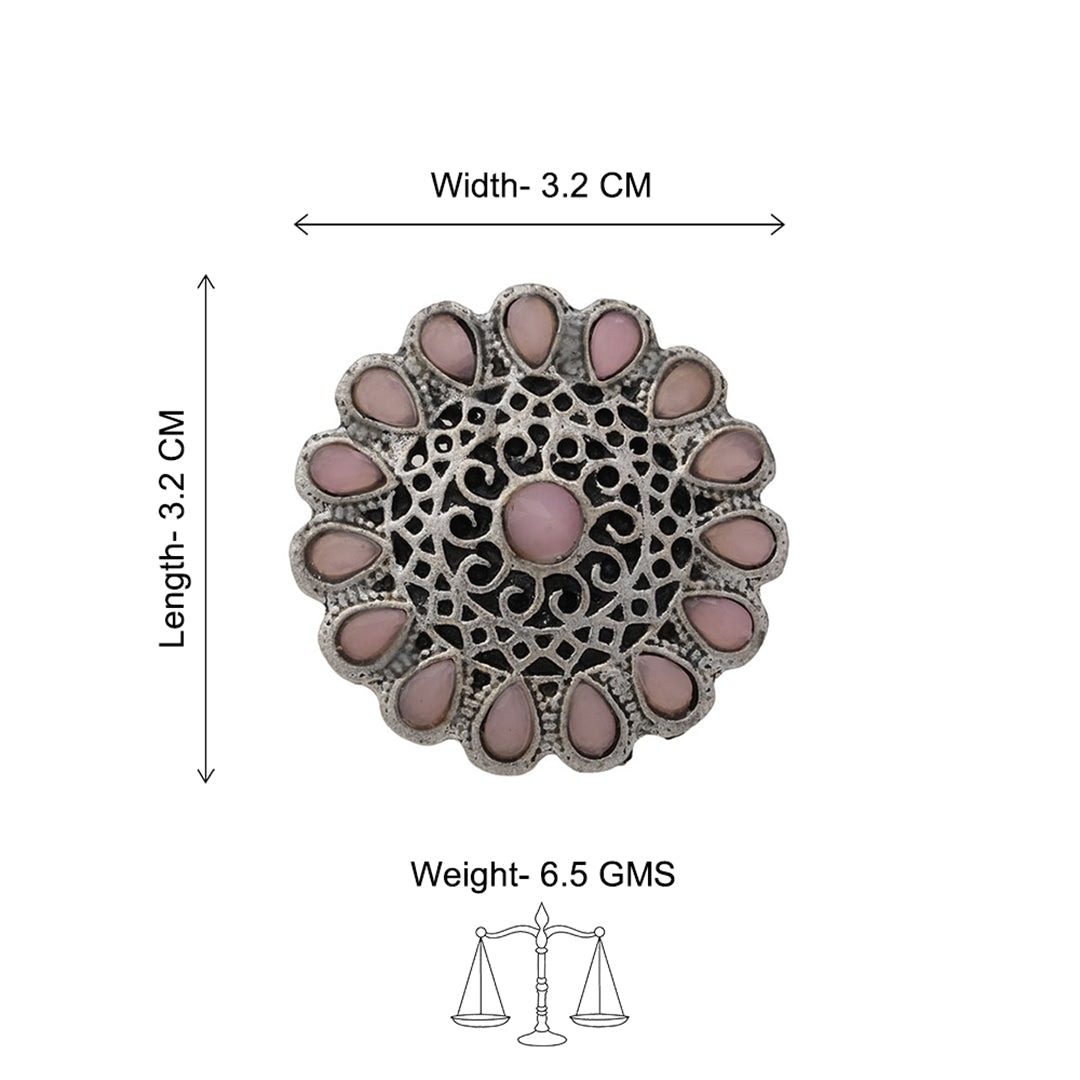 CrystaBud stone studded ring (Baby Pink)
