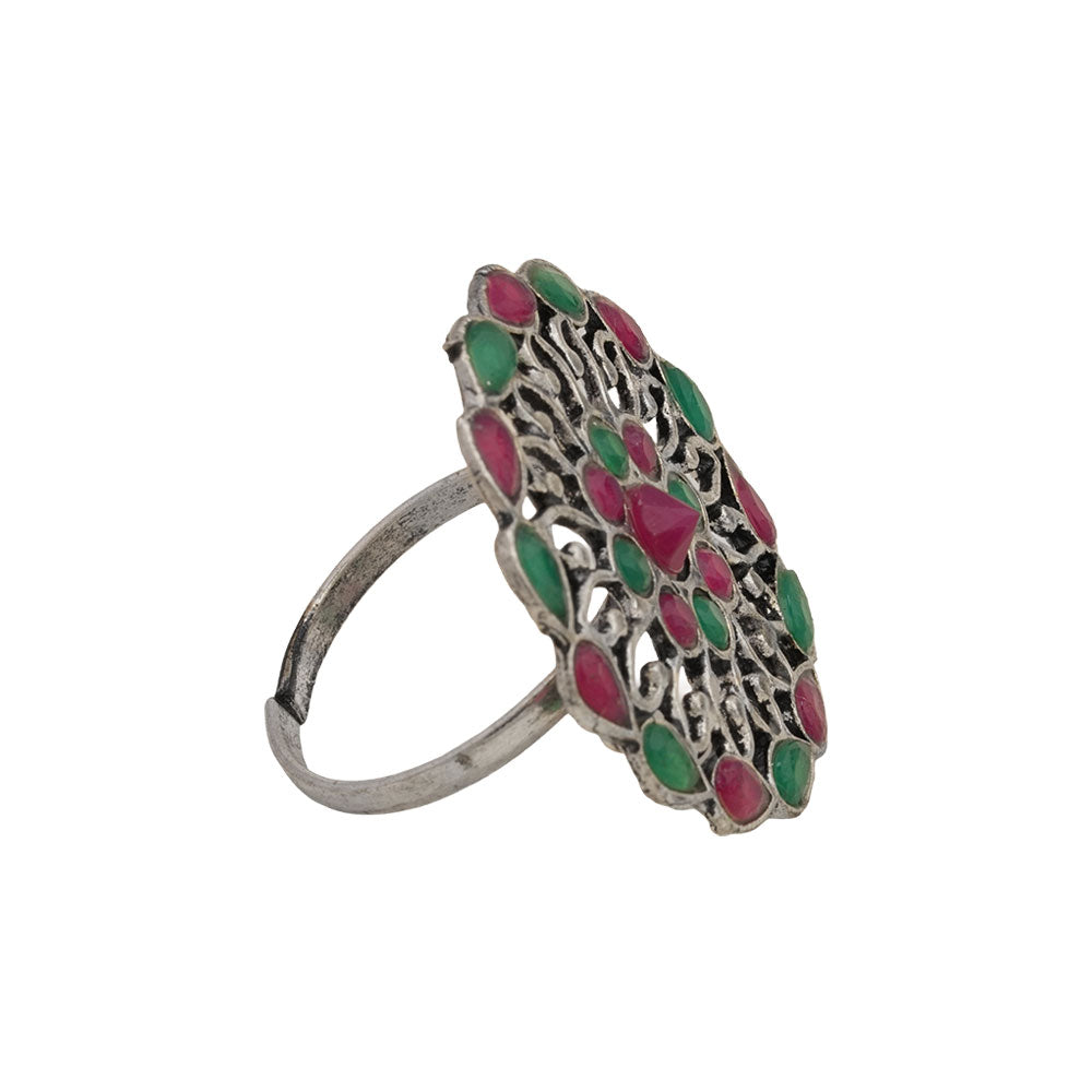 FloraDrop stone studded ring (Multicolored)