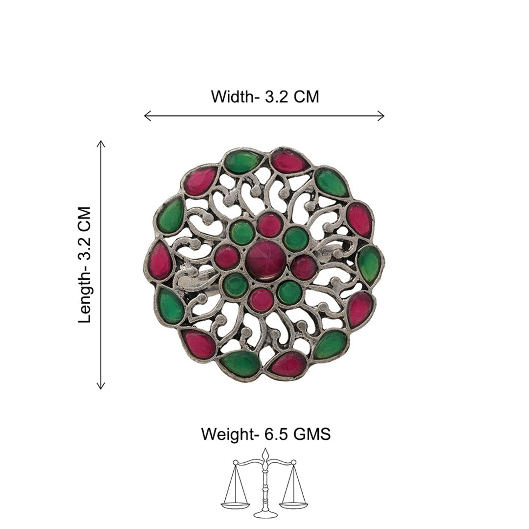 FloraDrop stone studded ring (Multicolored)