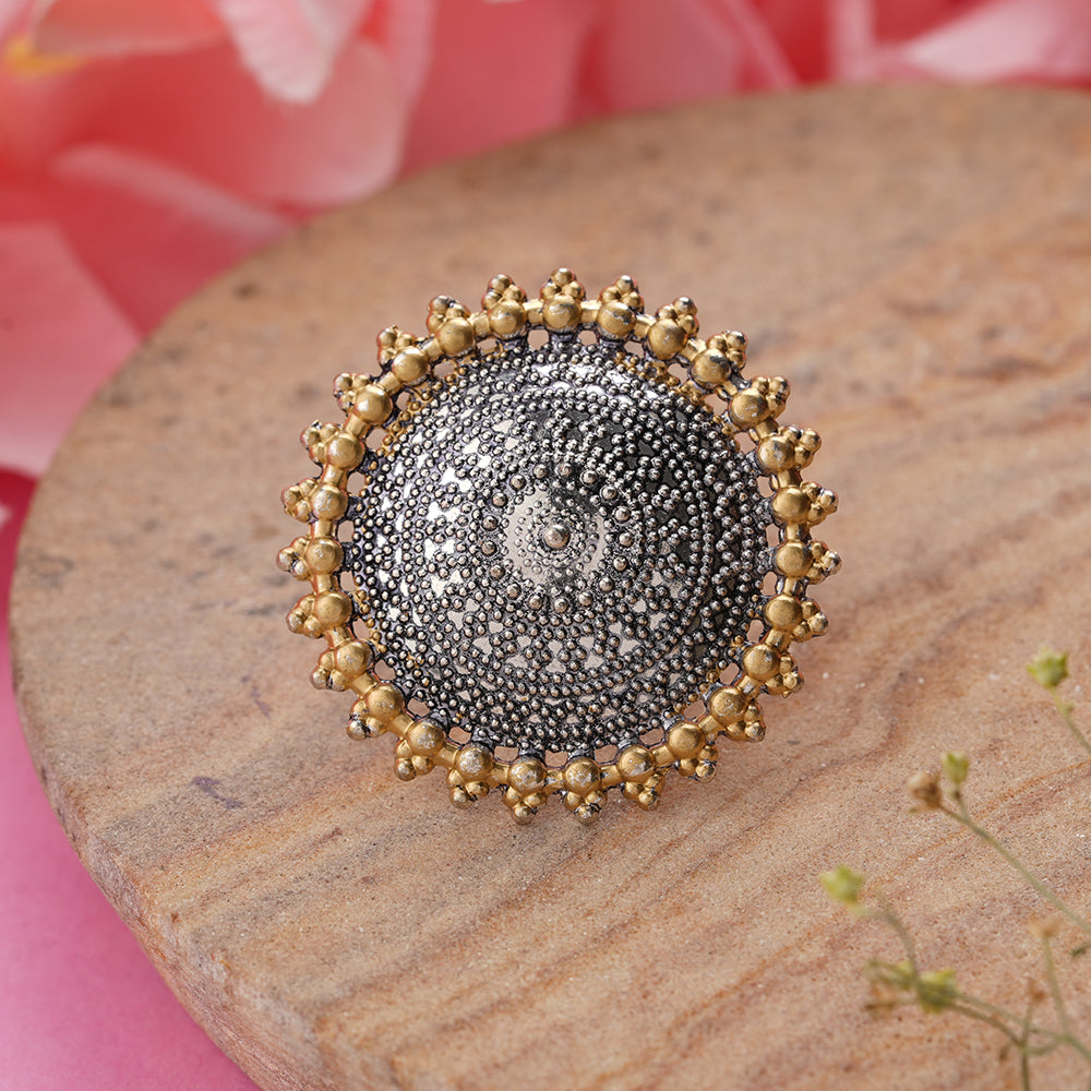 Aurora Sun oxidised ring