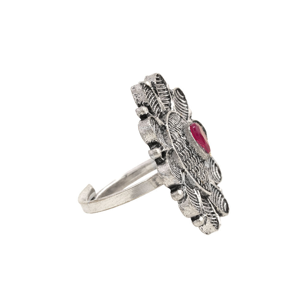 PetalStone oxidised ring (Red)