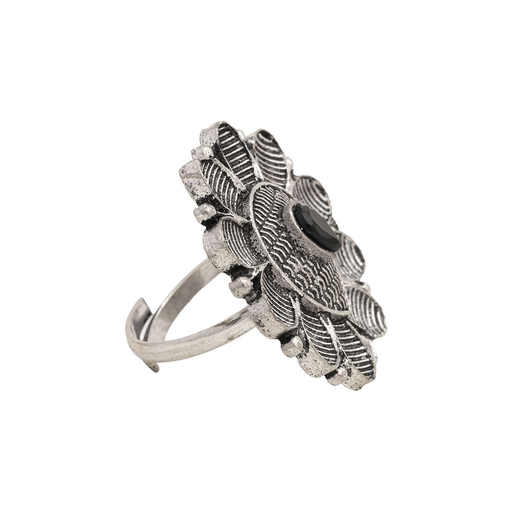 PetalStone oxidised ring (Black)