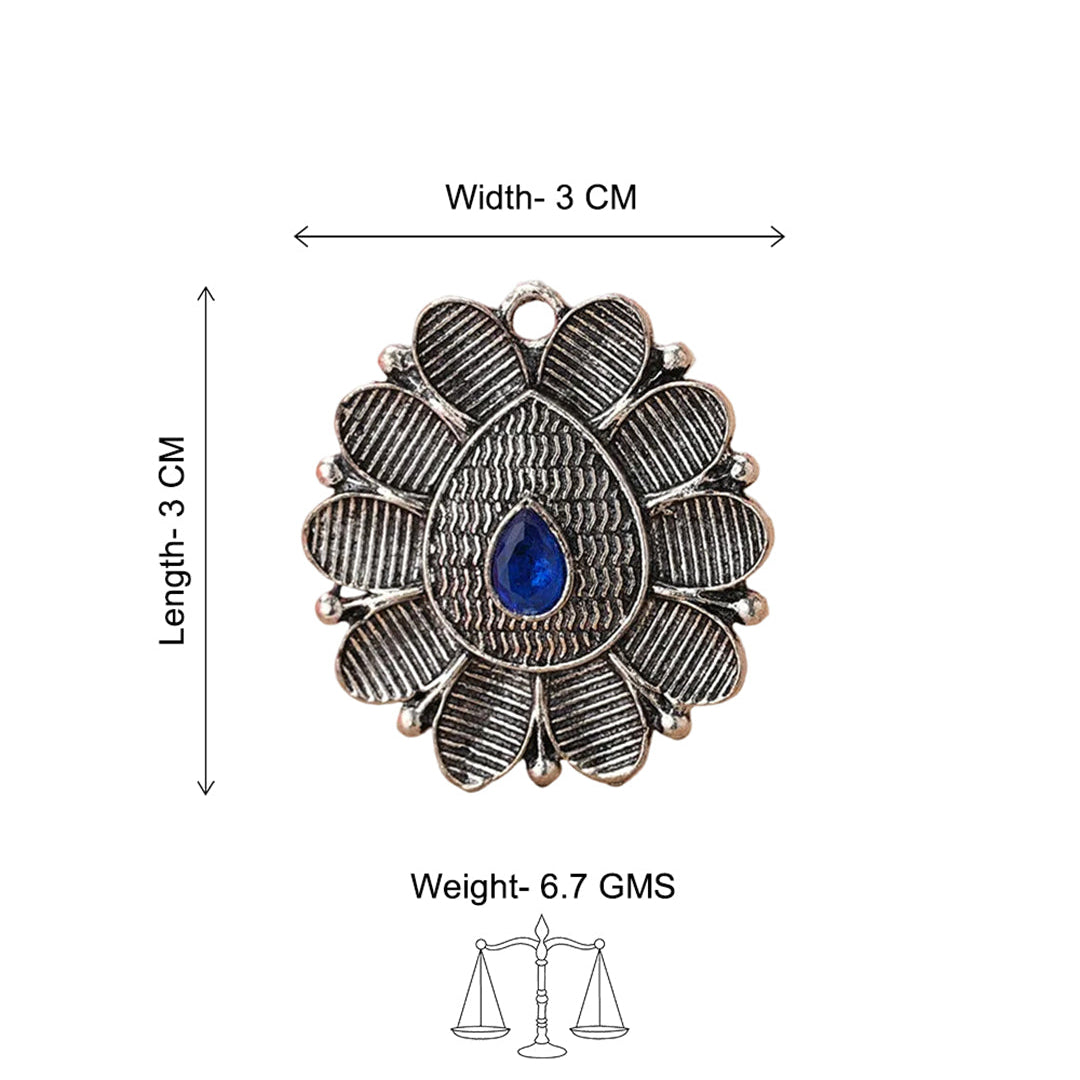 PetalStone oxidised ring (Blue)