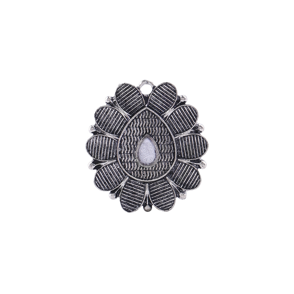 PetalStone oxidised ring (White)