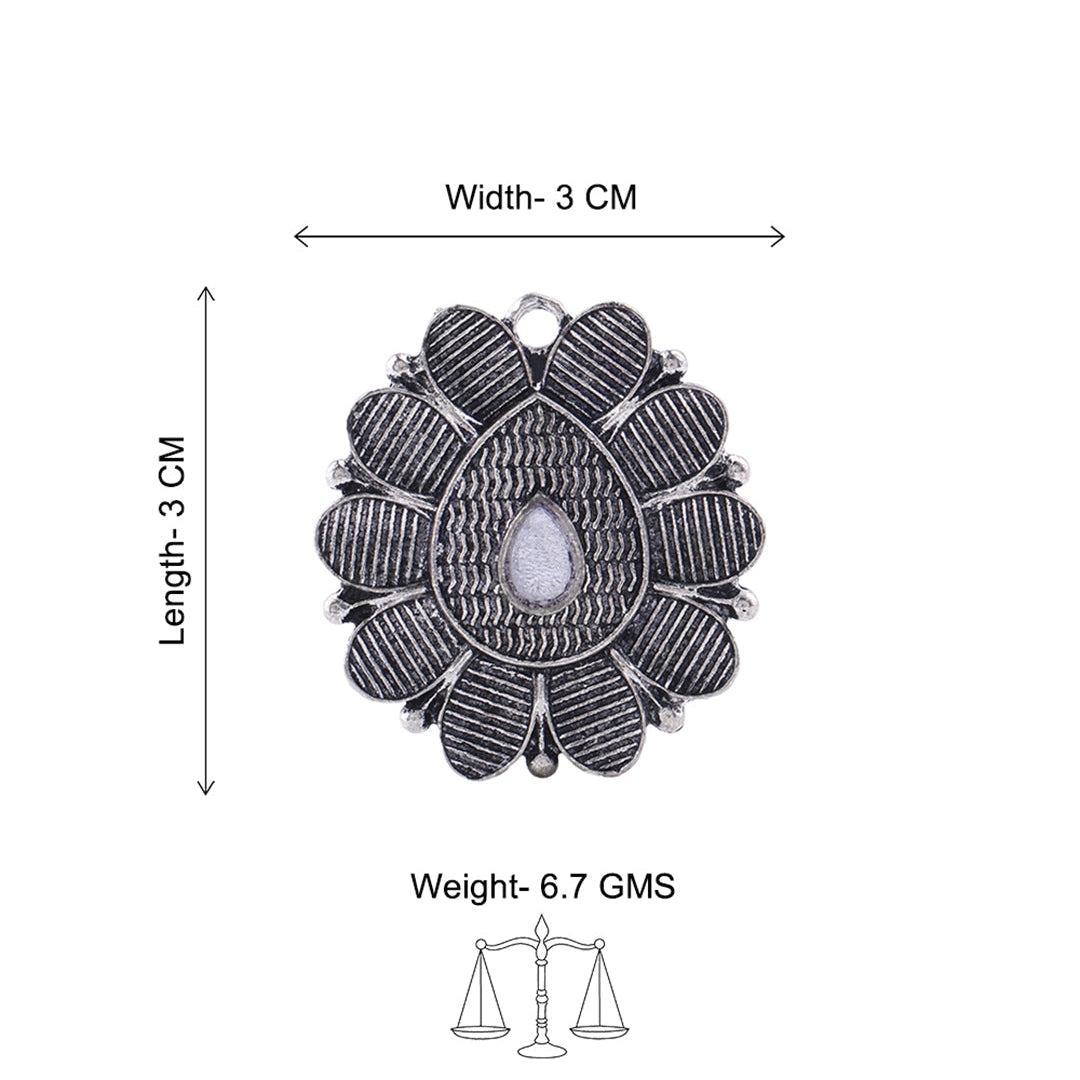 PetalStone oxidised ring (White)