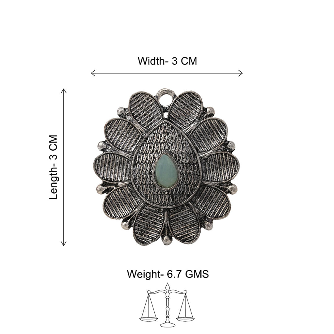 PetalStone oxidised ring (Mint)