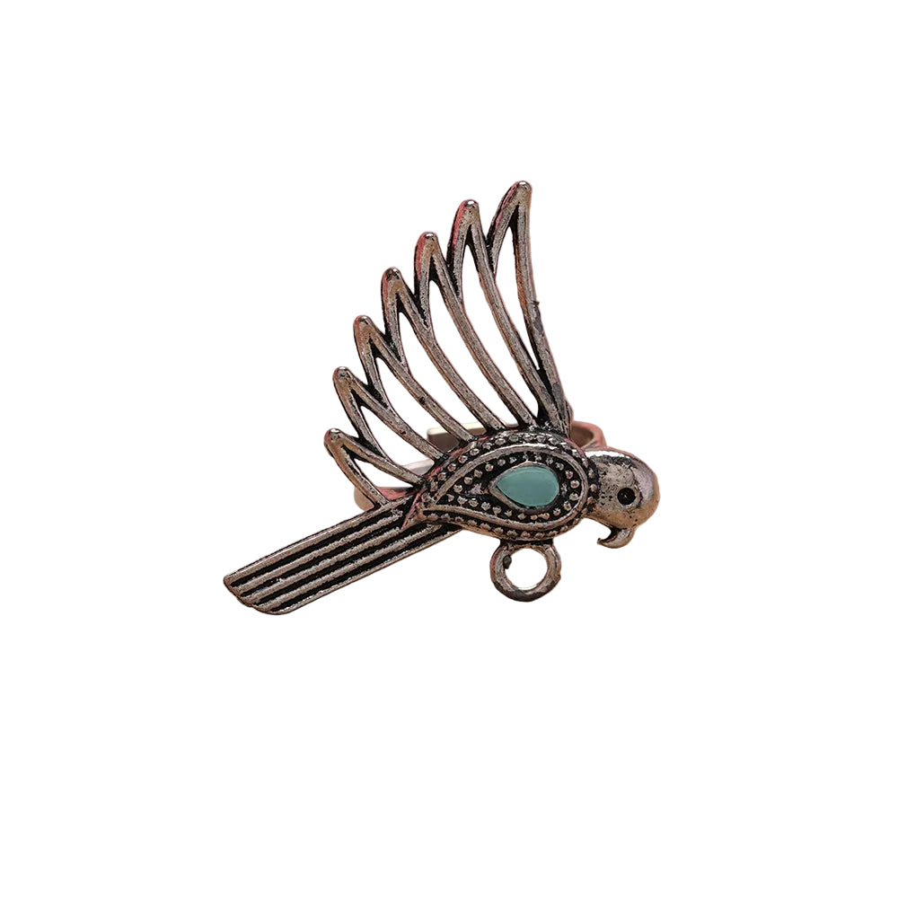 WingWonder oxidised stone studded ring (Mint)