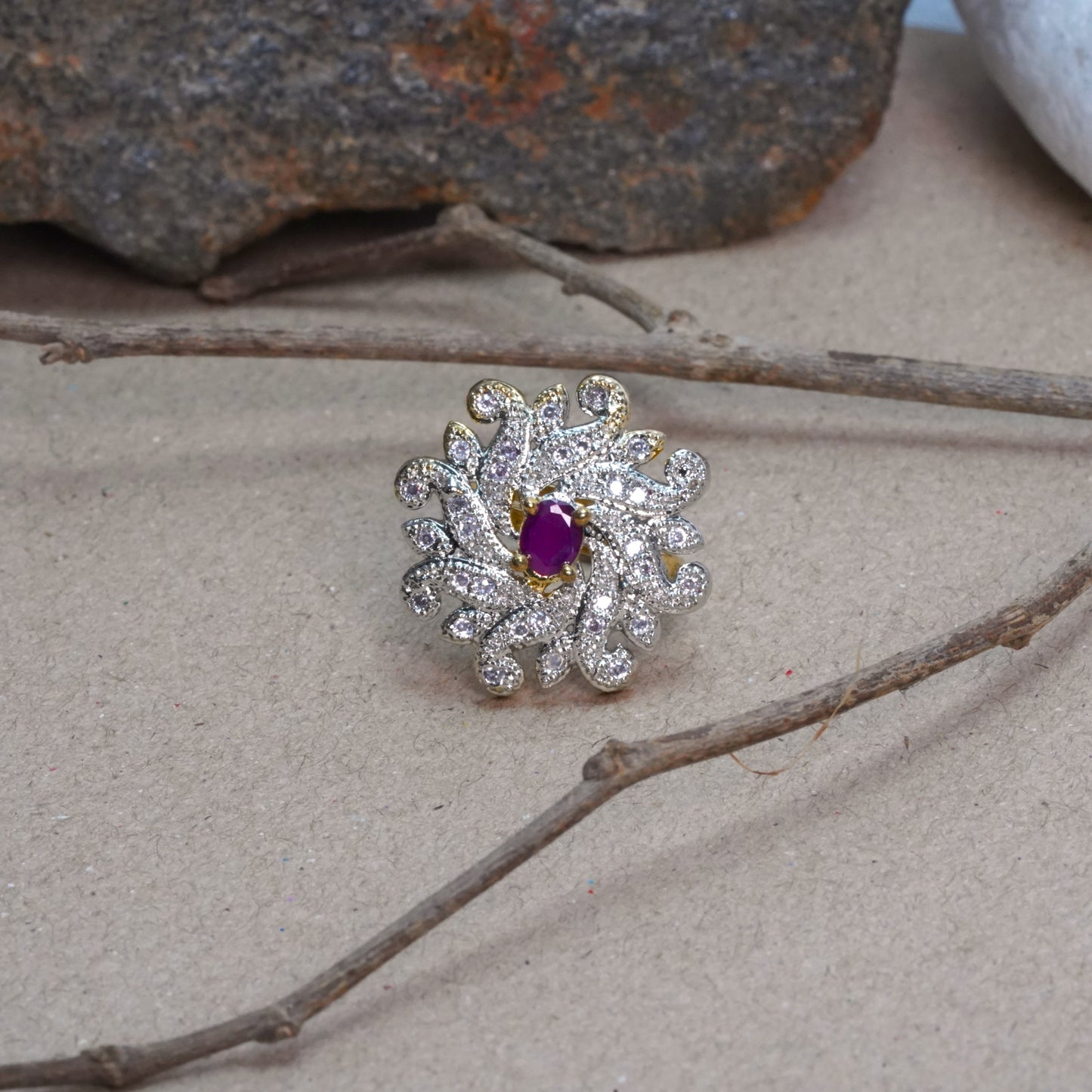 Twirl swirl zirconia rings