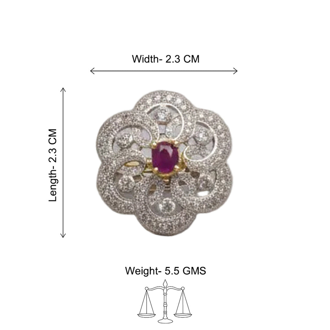 Flower swirls stone studded zirconia rings