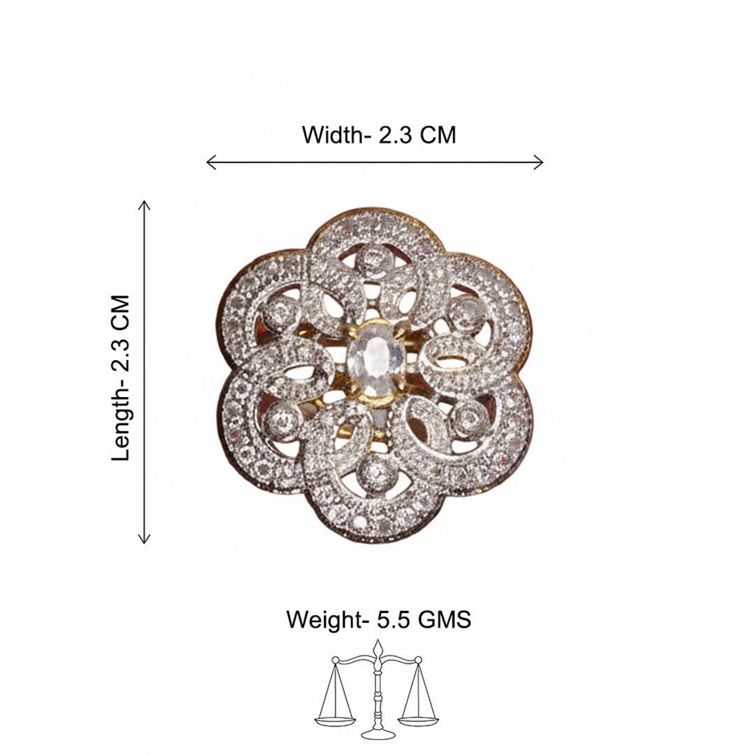 Flower swirls stone studded zirconia rings