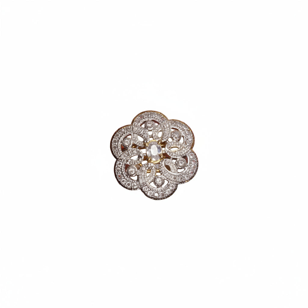Flower swirls stone studded zirconia rings