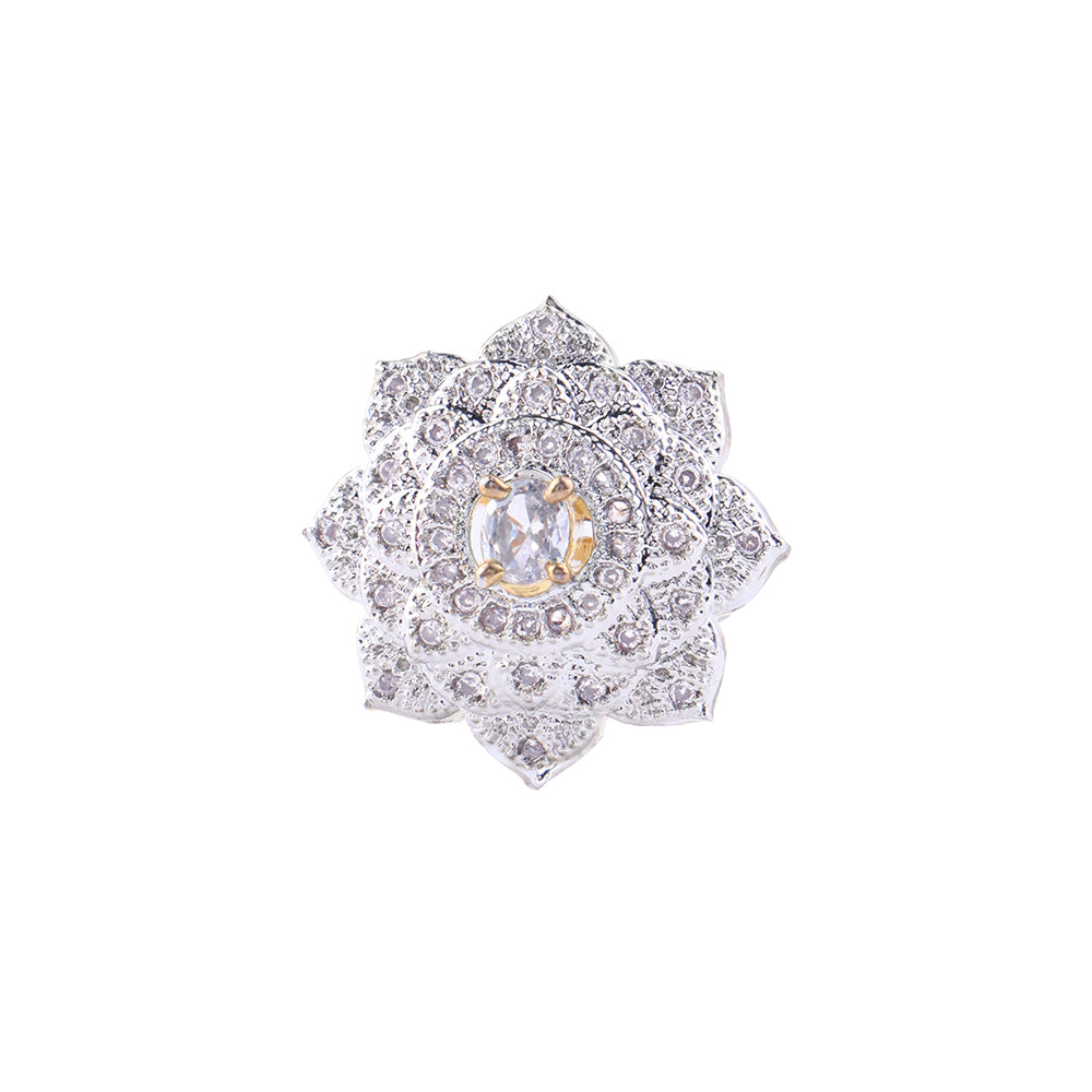 Lotus love stone studded zirconia rings