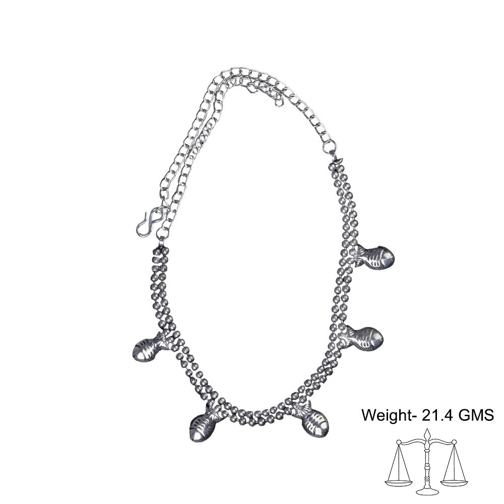 Meen moti brass neckpiece (Silver)