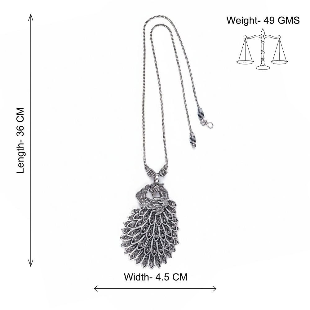 Mayur magic oxidized chain neckpiece (Silver)
