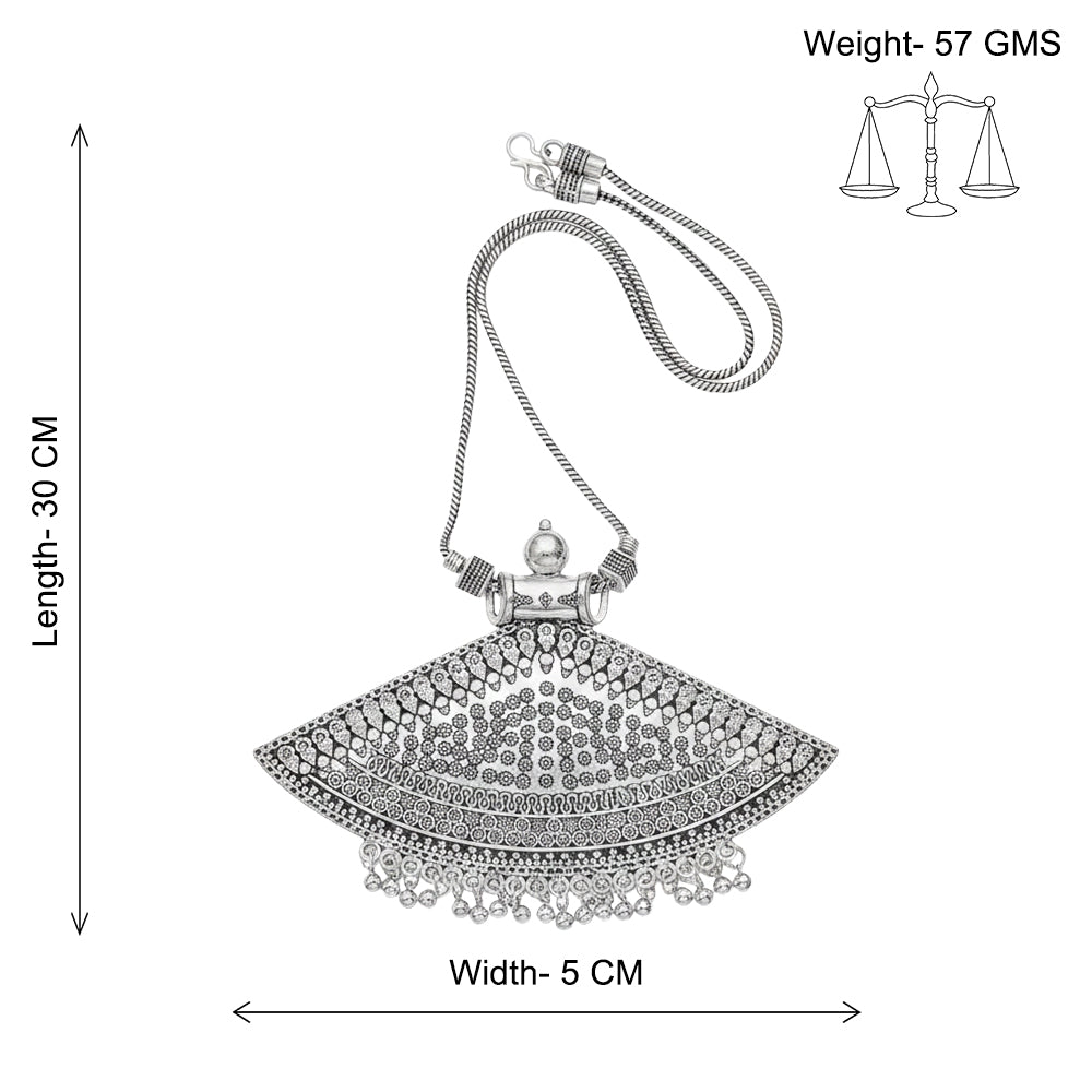 Curved corners oxidized chain neckpiece (Silver)