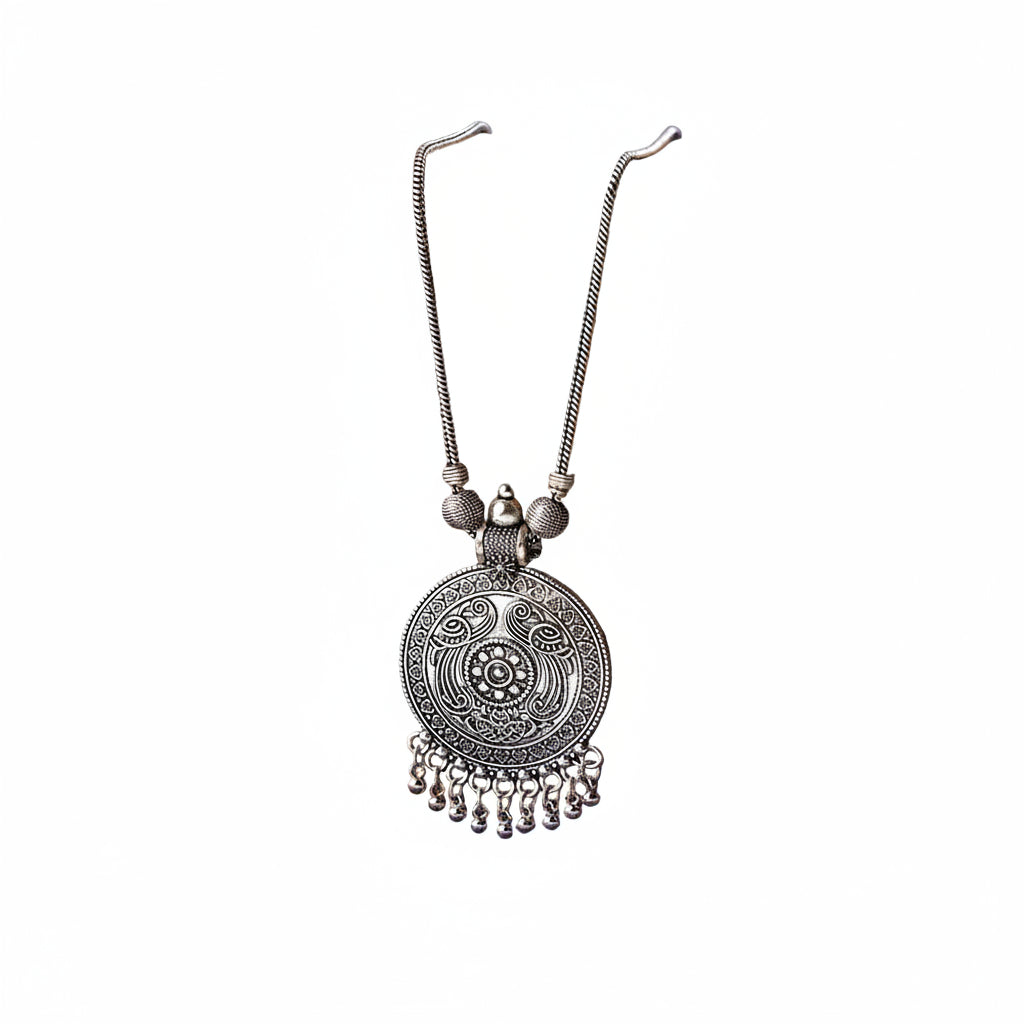 Eternal muse statement pendant beaded neckpiece (Silver)