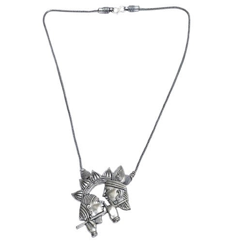 Radhe krishna oxidized chain neckpiece (Silver)