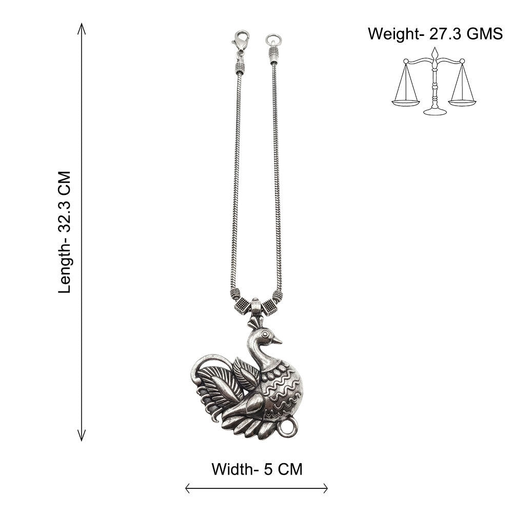 Swan charm oxidized chain neckpiece (Silver)