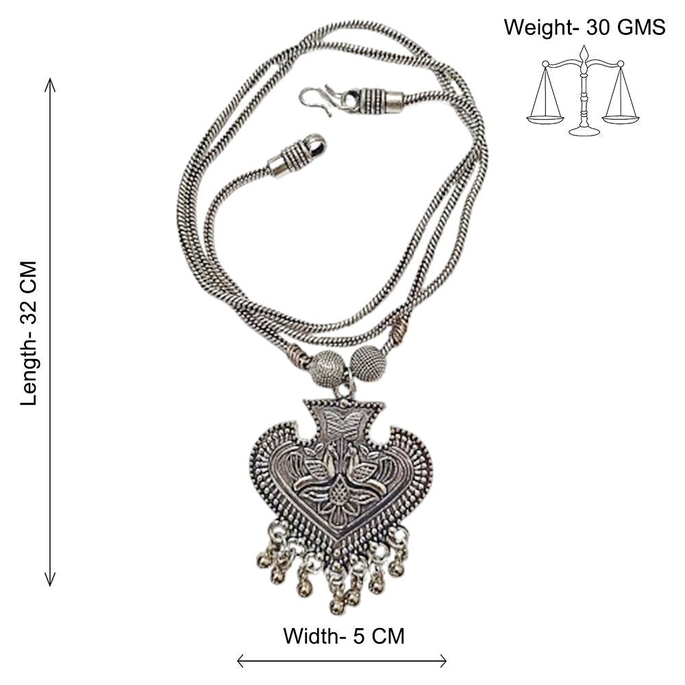 Evergreen grace oxidised chain neckpiecered (Silver)