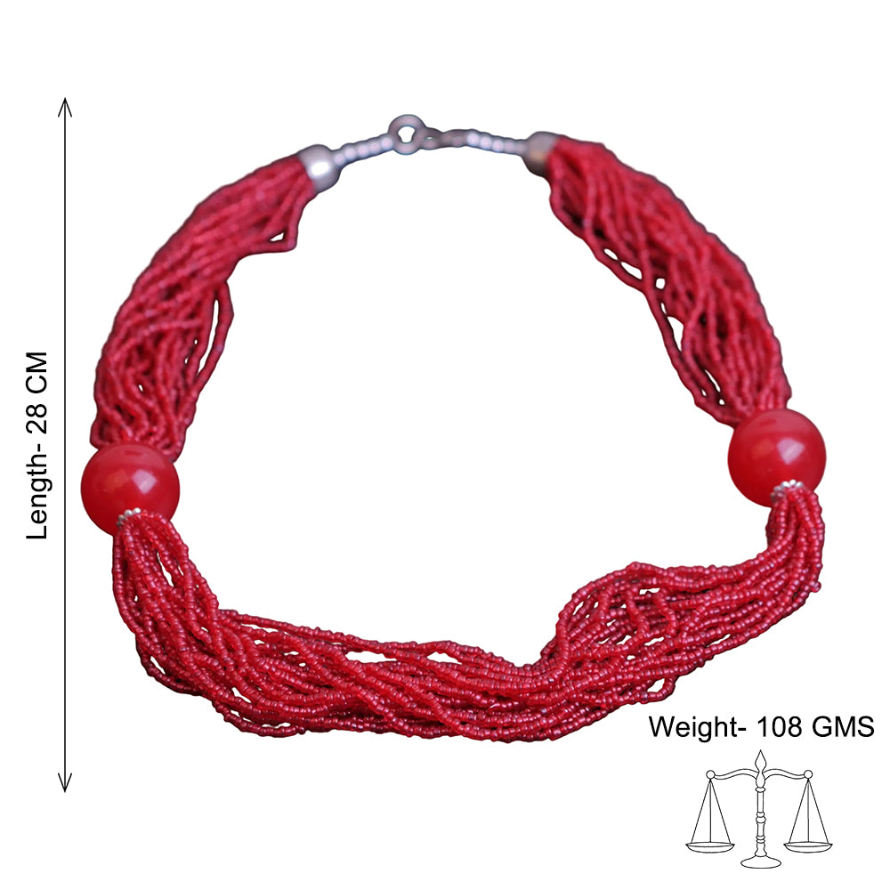 Crimson red beaded neckpiece