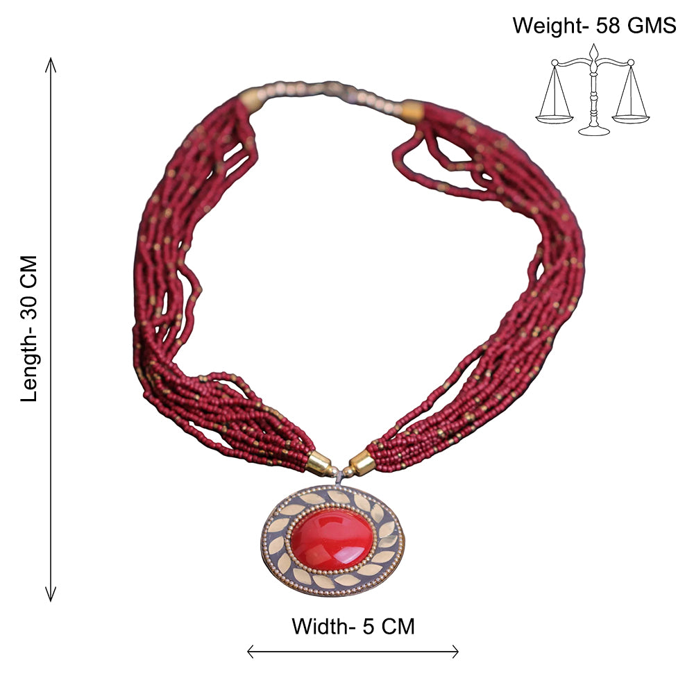 Flame drape stone studded beaded neckpiece