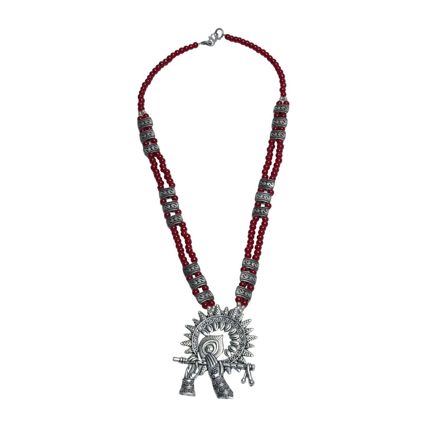 Red Beaded Oxidised Neckpiece