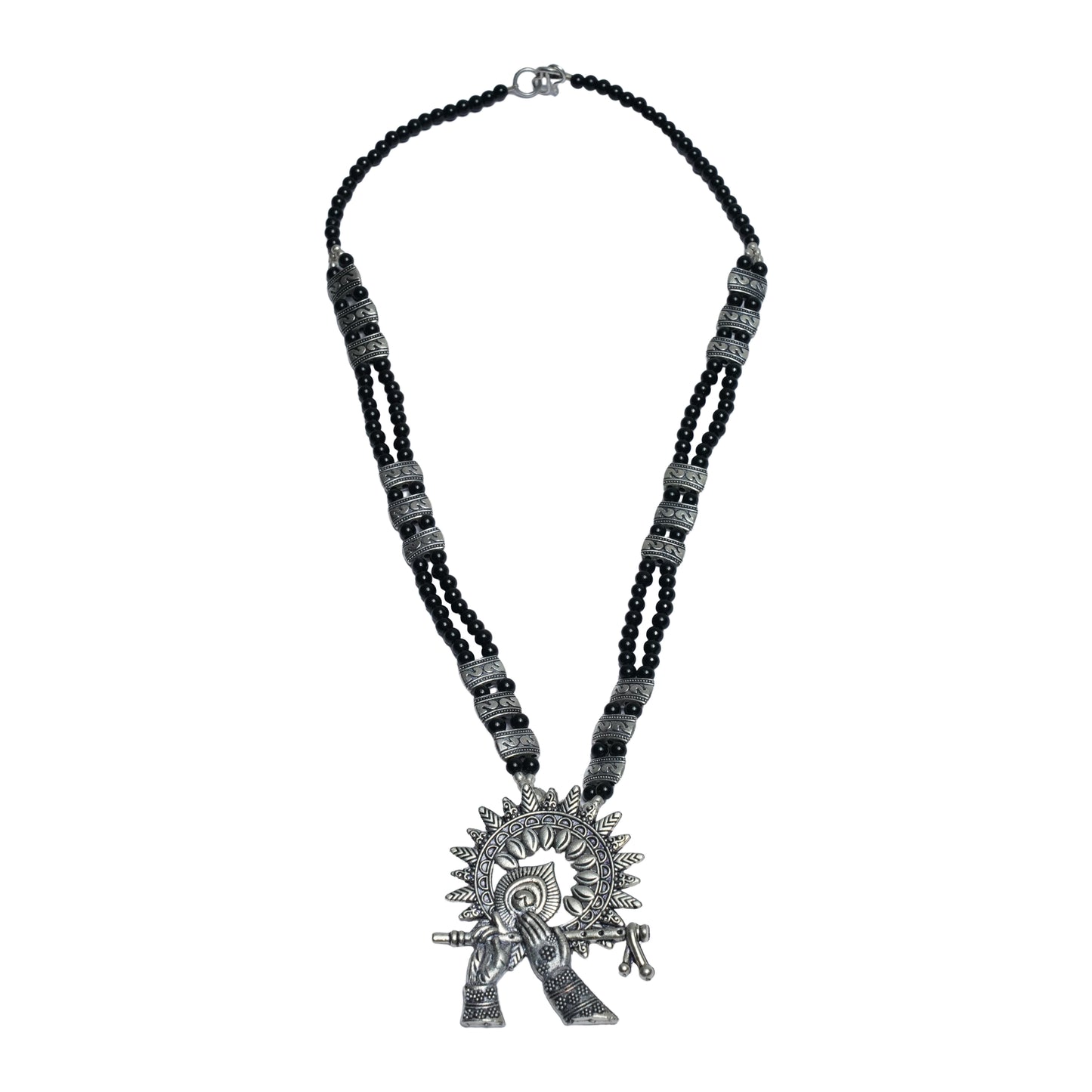 Murli magic statement pendant beaded neckpiece (Black)