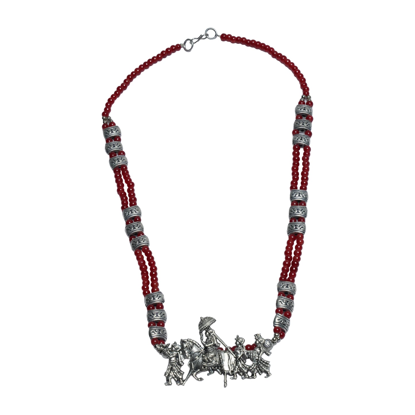 Red Beaded Oxidised Neckpiece
