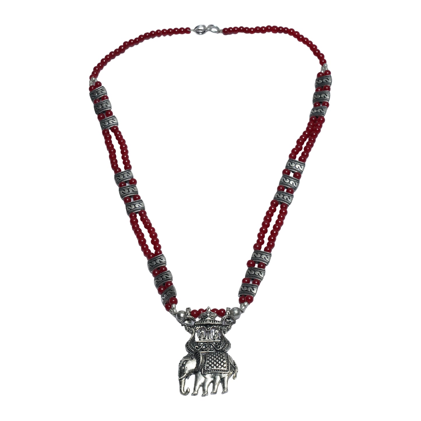 Red Beaded Oxidised Neckpiece
