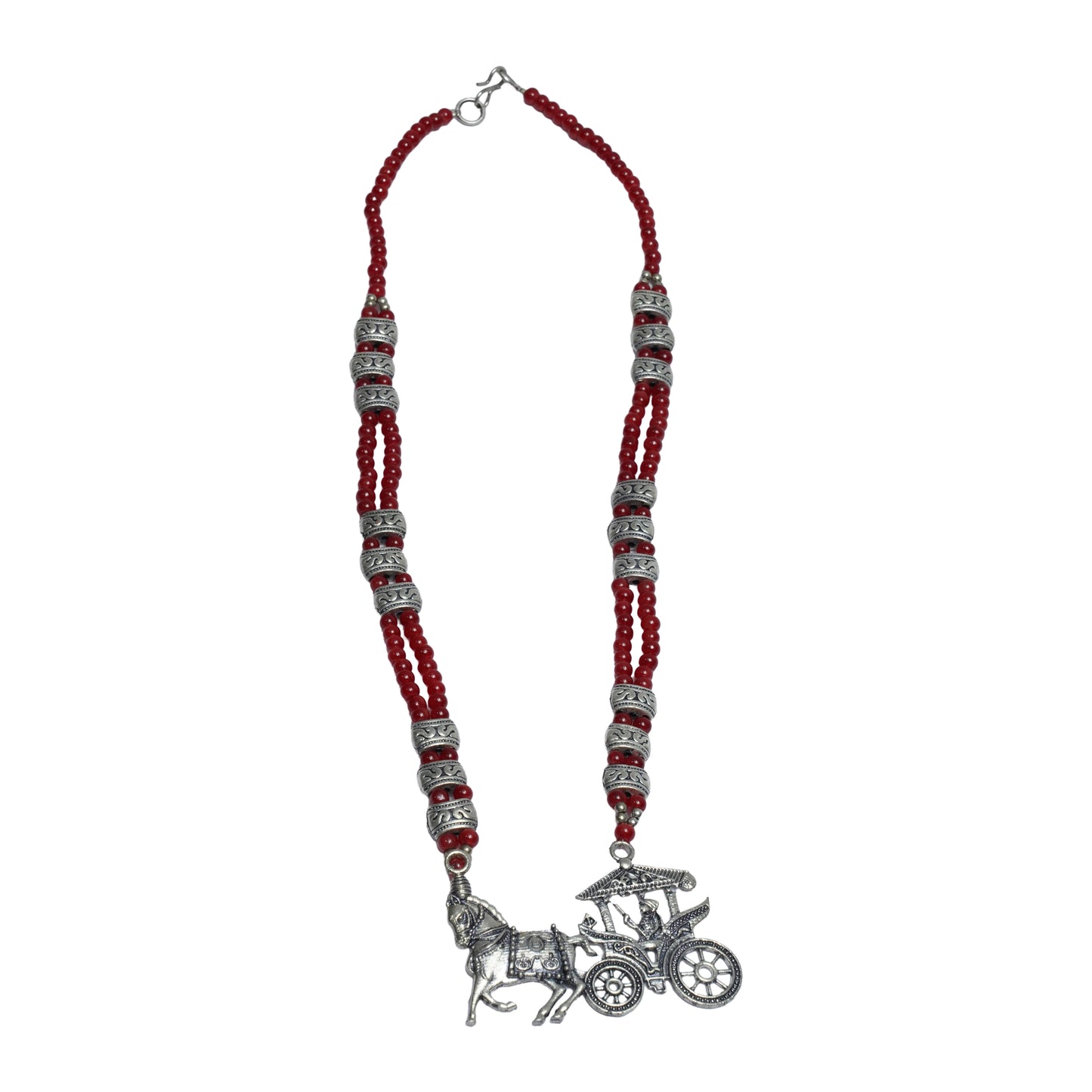 Red Beaded Oxidised Neckpiece