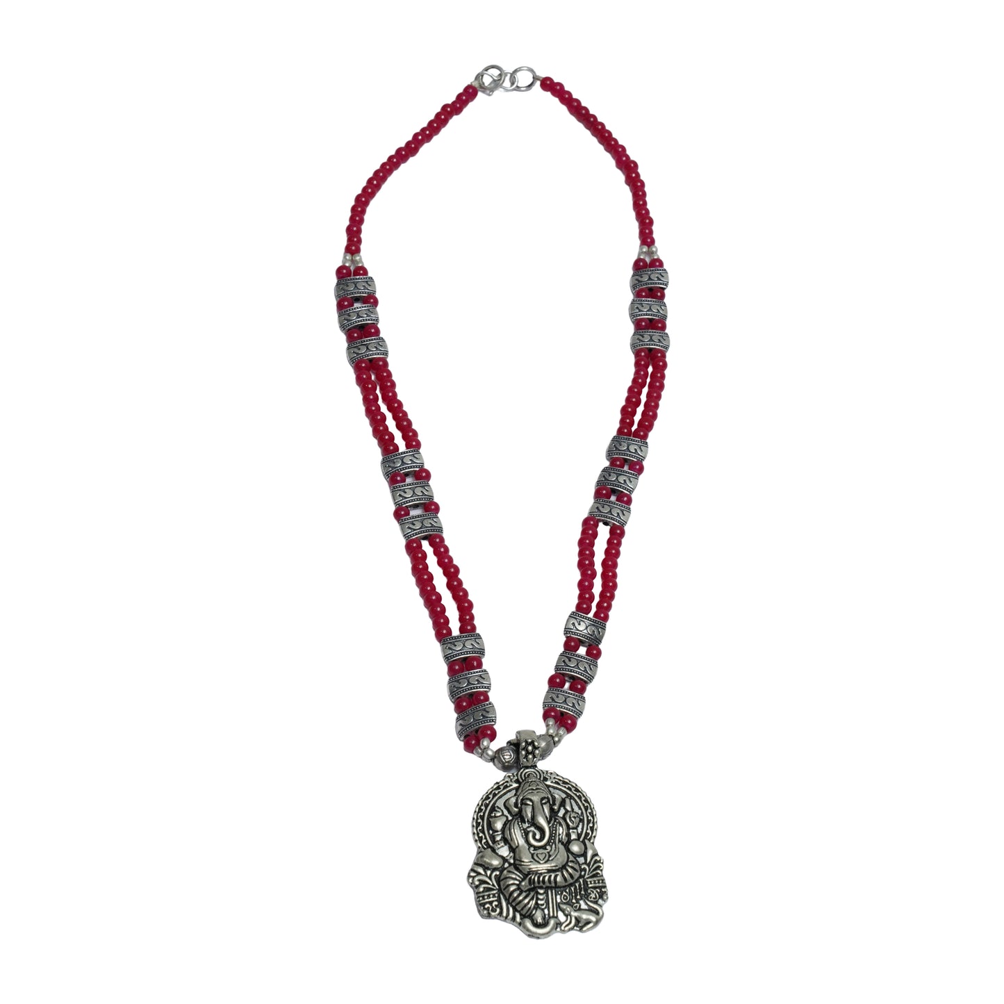 Red Beaded Oxidised Neckpiece