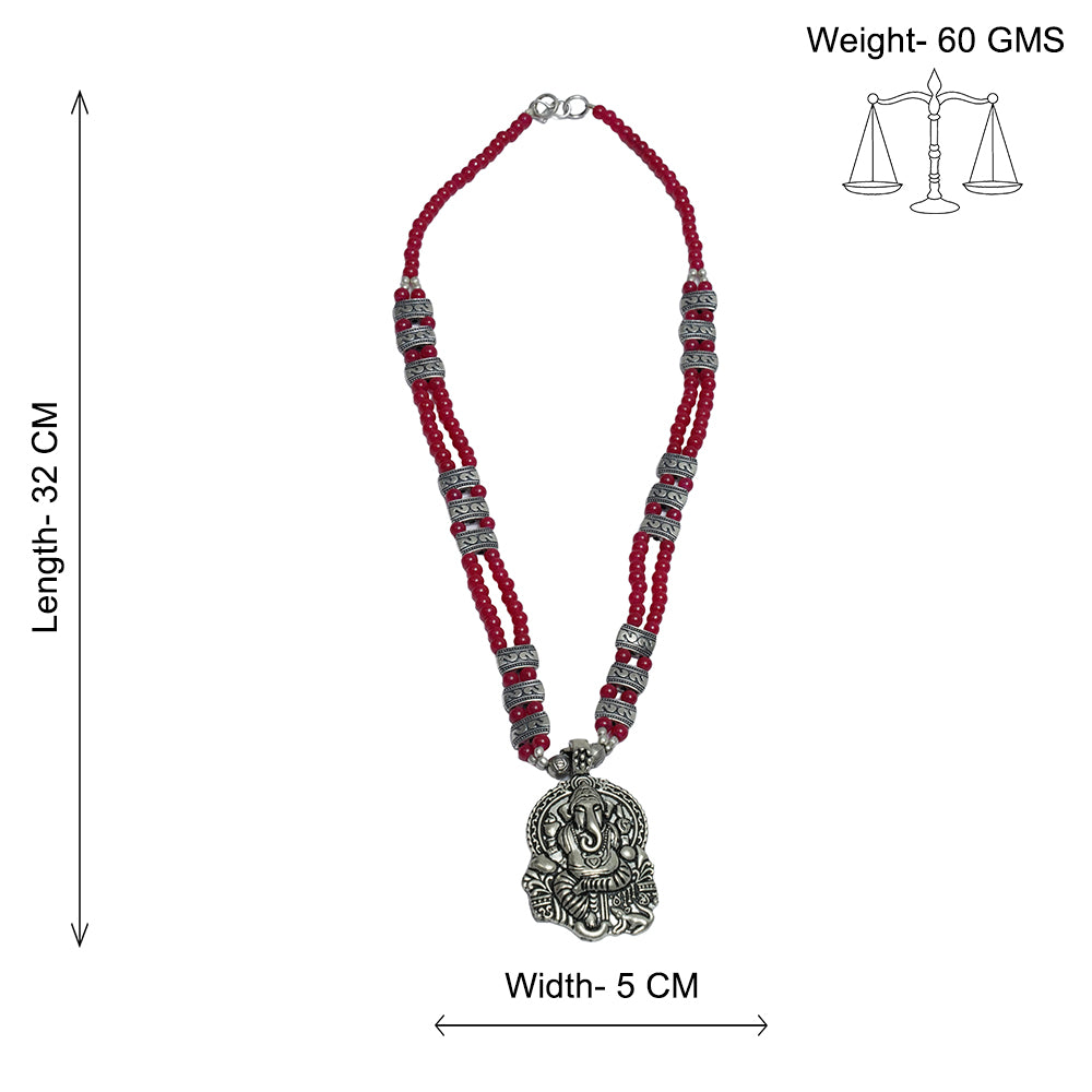 Red Beaded Oxidised Neckpiece