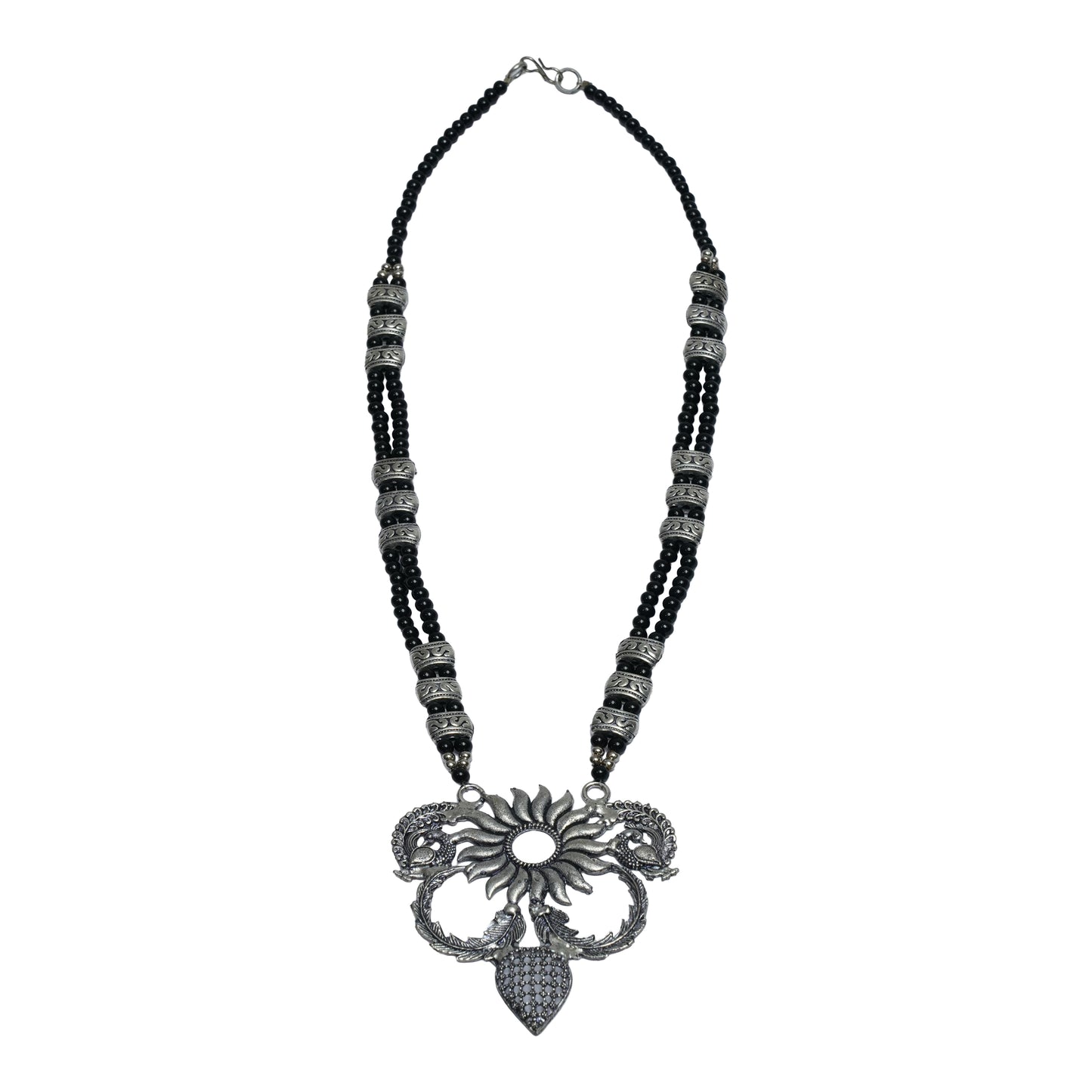 Black Beaded Oxidised Neckpiece