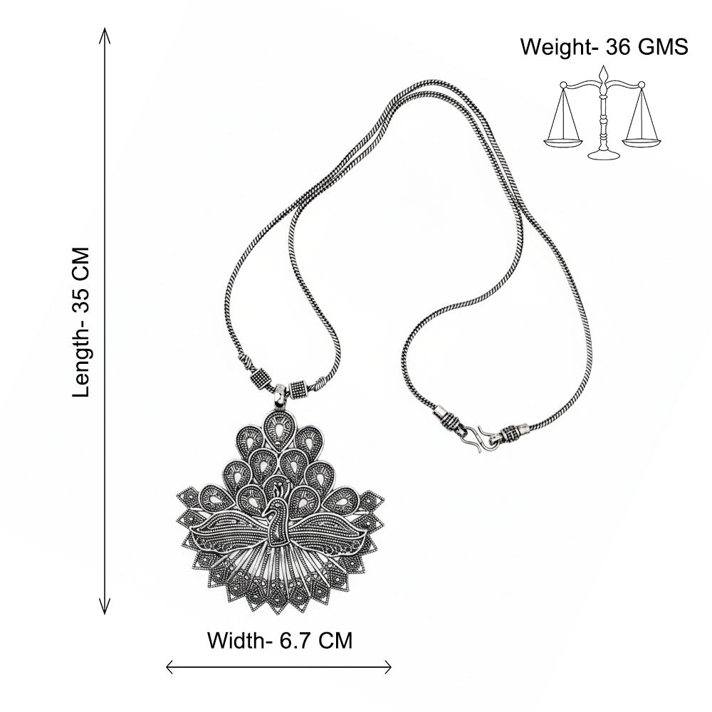 Peacock charm chain neckpiece (Silver)