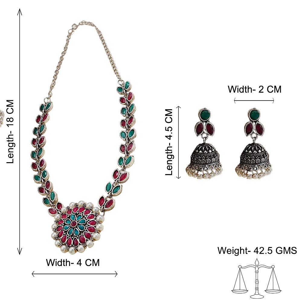 Radiant bloom stone studded neckpiece (Multicolored)
