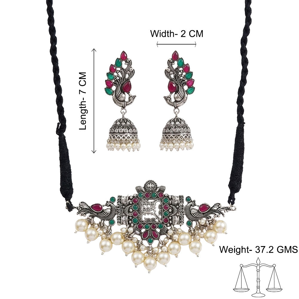 Rustic spark pearl rope neckpiece (Multicolored)