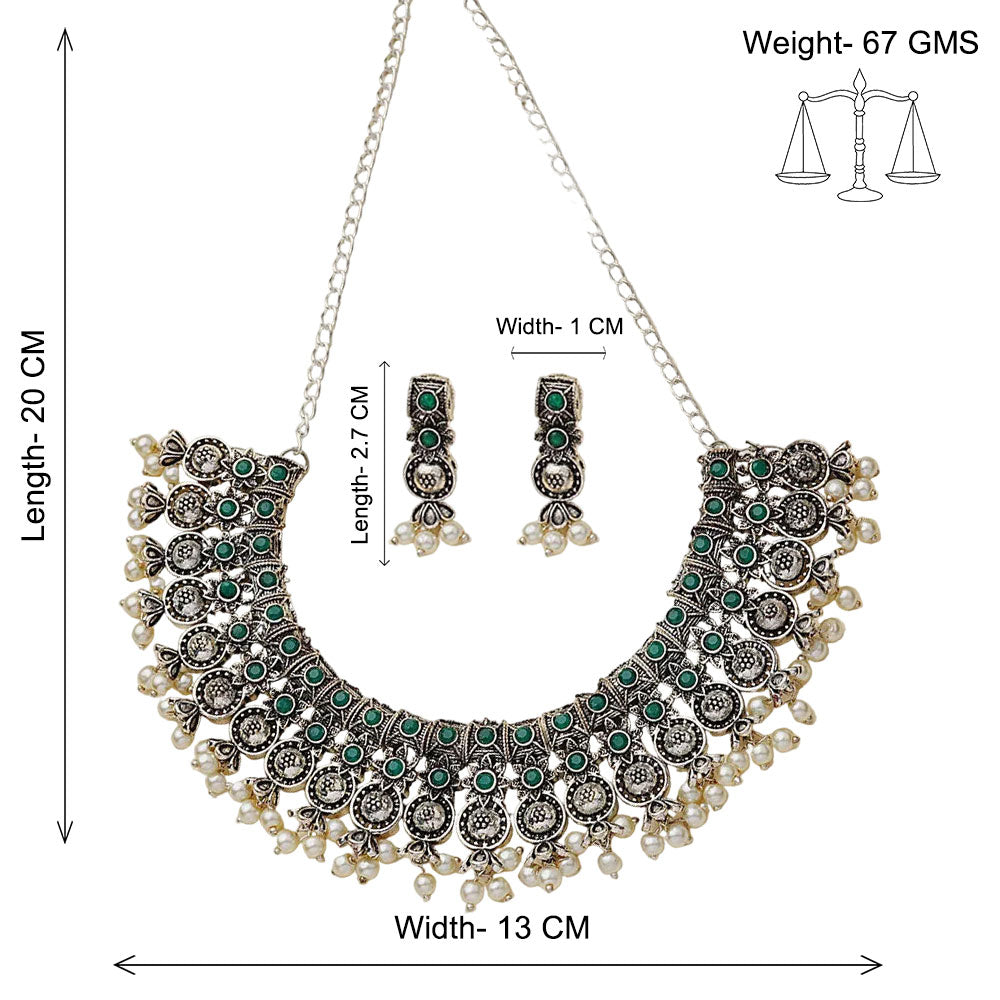Ancient spark pearl chain neckpiece (Green)