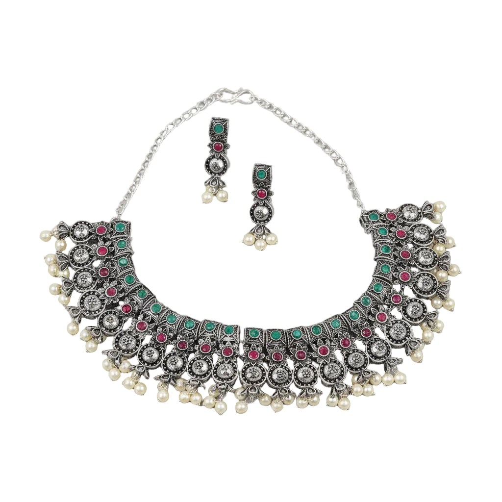 Ancient spark pearl chain neckpiece (Multicolored)