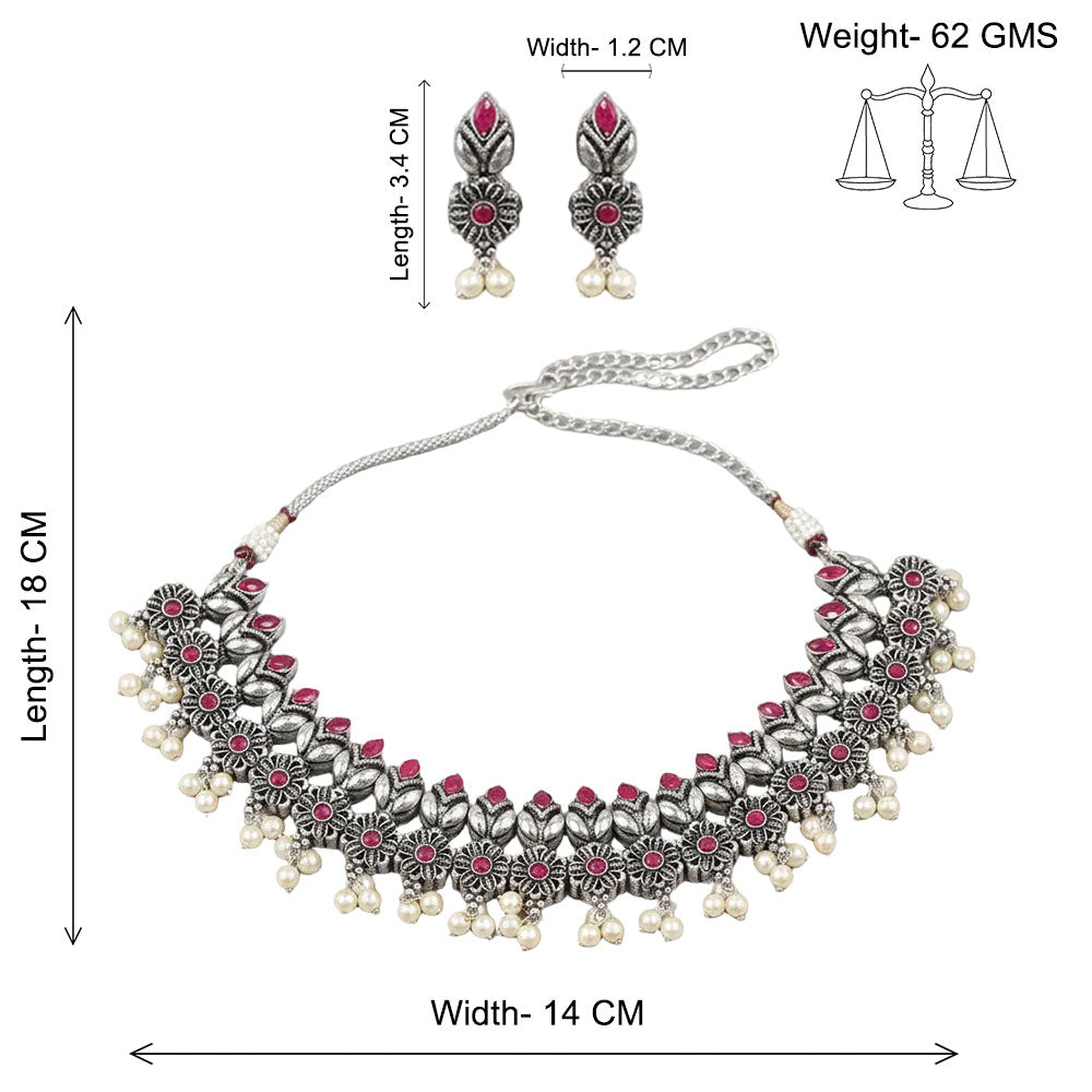 Earthbound glow stone studded chain neckpiece (Red)