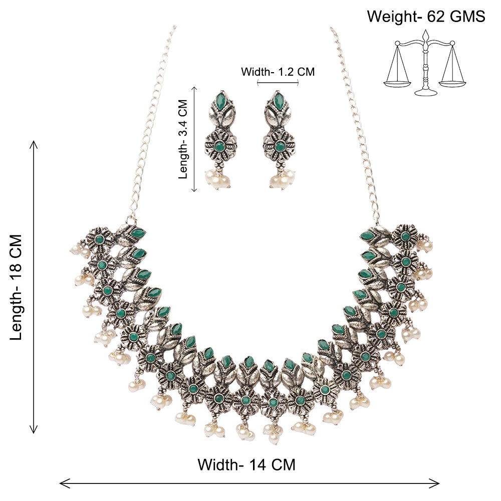 Earthbound glow stone studded chain neckpiece (Green)