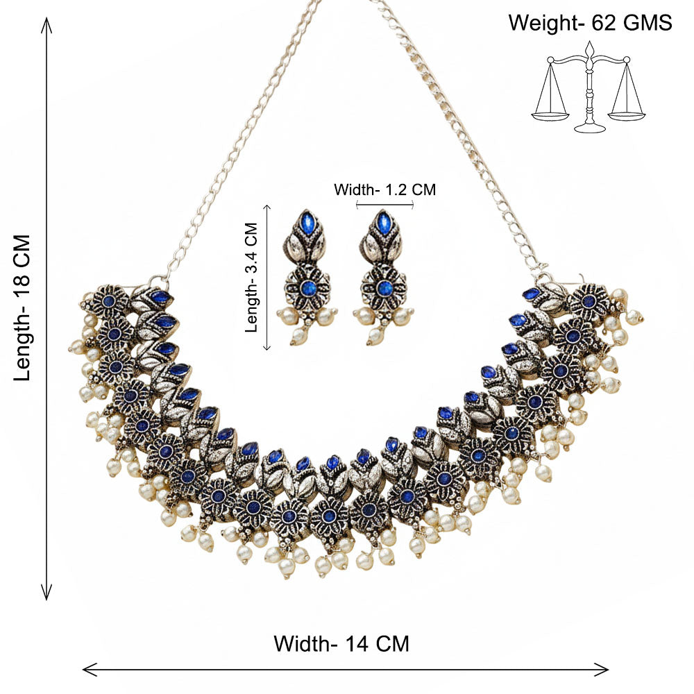 Earthbound glow stone studded chain neckpiece (Blue)