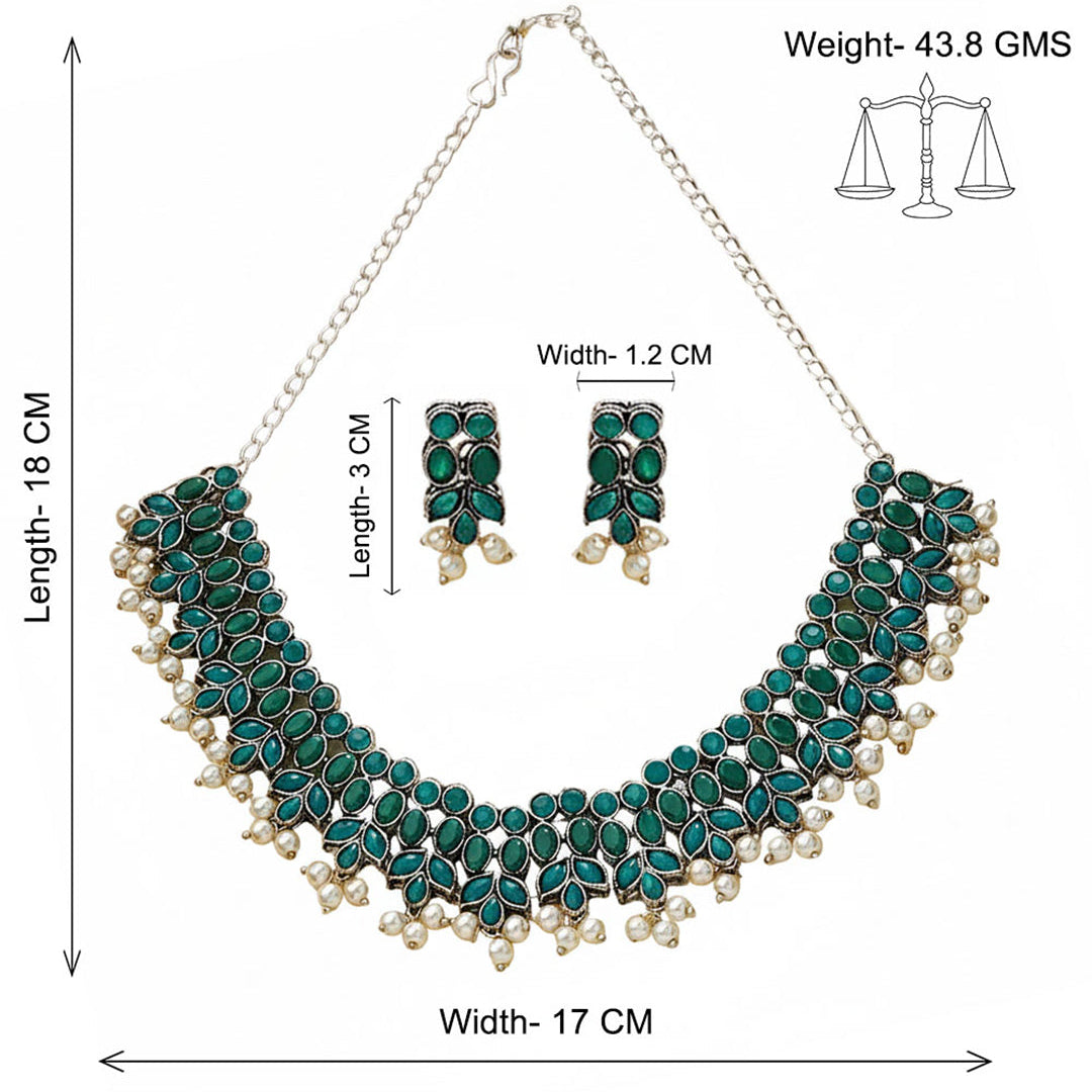 Dessert stone oxidised chain neckpiece (Green)
