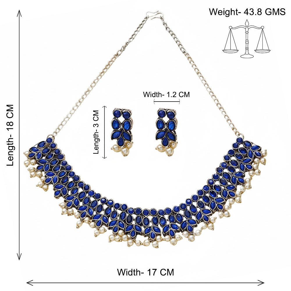Dessert stone oxidised chain neckpiece (Blue)