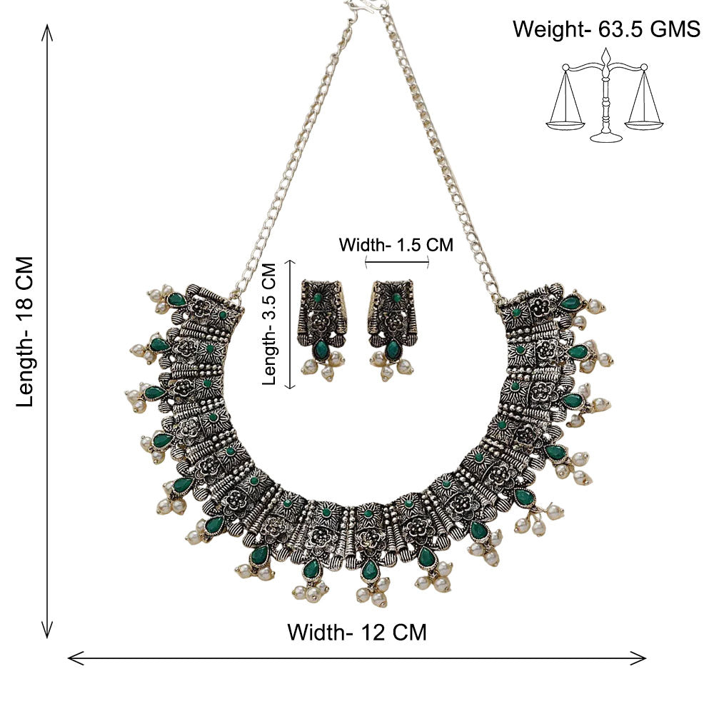 Dessert stone oxidised chain neckpiece (Green)